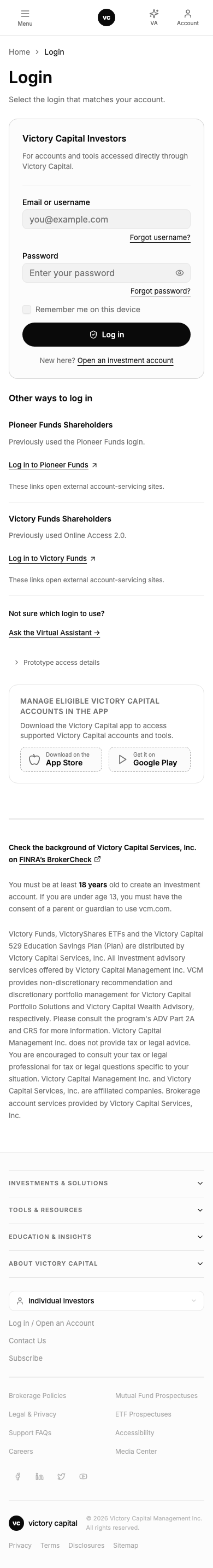 Screenshot: Login Gateway